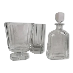 Ensemble Art Déco de 3 pièces en cristal Elis Bergh Kosta, Suède, années 1930