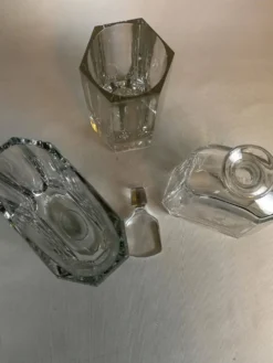 Ensemble Art Déco de 3 pièces en cristal Elis Bergh Kosta, Suède, années 1930