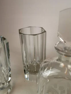 Ensemble Art Déco de 3 pièces en cristal Elis Bergh Kosta, Suède, années 1930