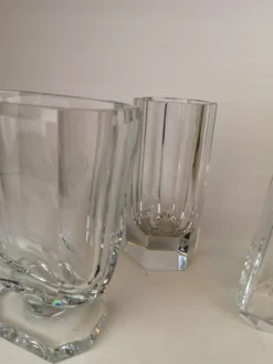 Ensemble Art Déco de 3 pièces en cristal Elis Bergh Kosta, Suède, années 1930