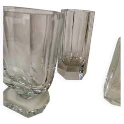 Ensemble Art Déco de 3 pièces en cristal Elis Bergh Kosta, Suède, années 1930