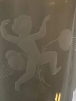Ensemble Art Déco de 3 pièces en cristal Elis Bergh Kosta, Suède, années 1930