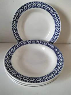 Ensemble 4 assiettes creuses vintage bleu marine