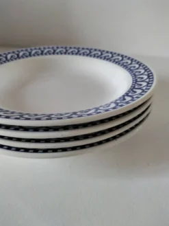 Ensemble 4 assiettes creuses vintage bleu marine