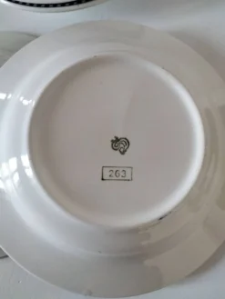 Ensemble 4 assiettes creuses vintage bleu marine