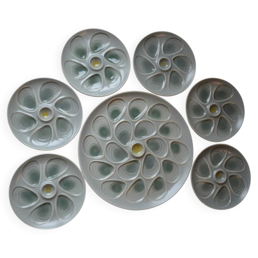 Ensemble assiettes et plat à huîtres Salins