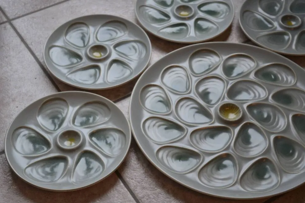 Ensemble assiettes et plat à huîtres Salins
