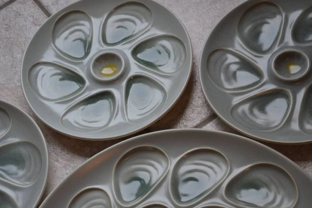 Ensemble assiettes et plat à huîtres Salins