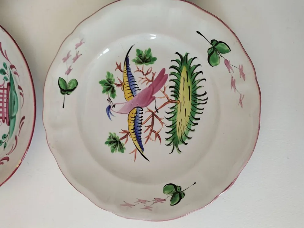Ensemble 6 assiettes oiseaux et coqs