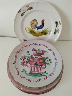 Ensemble 6 assiettes oiseaux et coqs