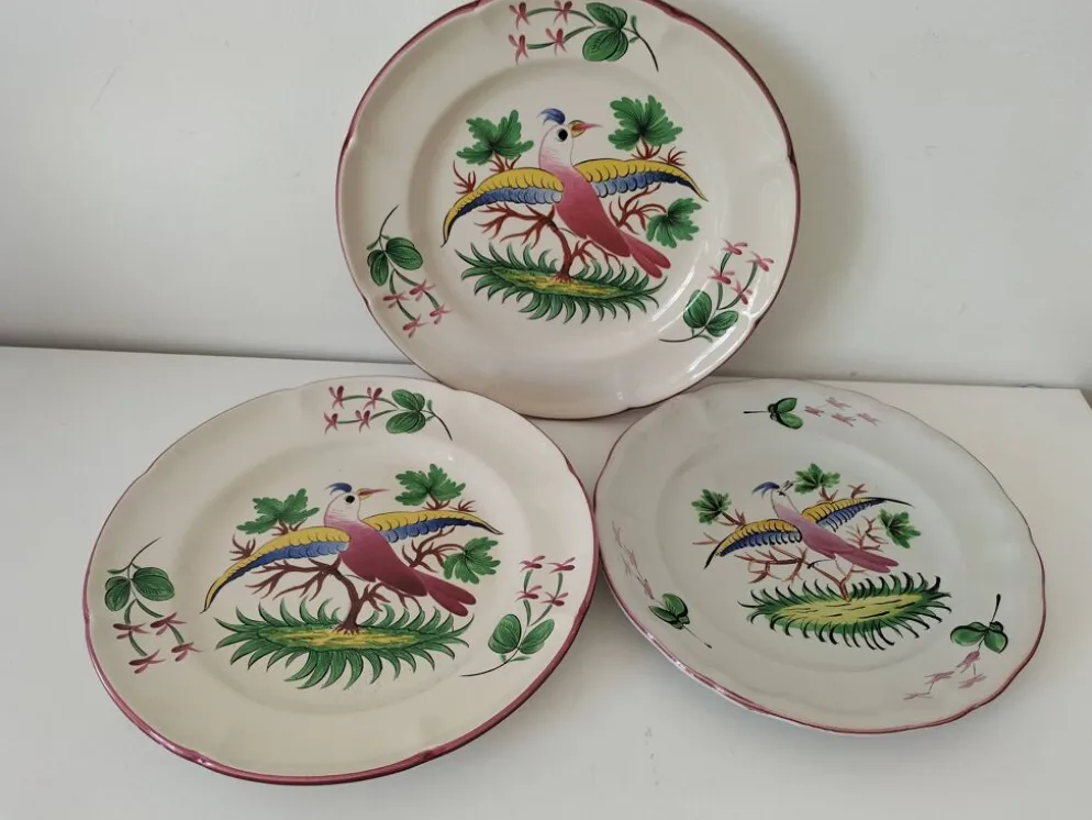 Ensemble 6 assiettes oiseaux et coqs