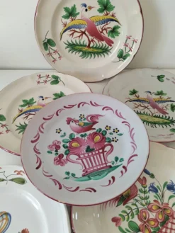 Ensemble 6 assiettes oiseaux et coqs