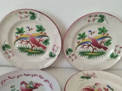 Ensemble 6 assiettes oiseaux et coqs