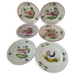 Ensemble 6 assiettes oiseaux et coqs