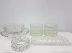 Ensemble Bolero Bubble de 12 pièces, en verre cristal transparent, Walther Glas, Allemagne, 197