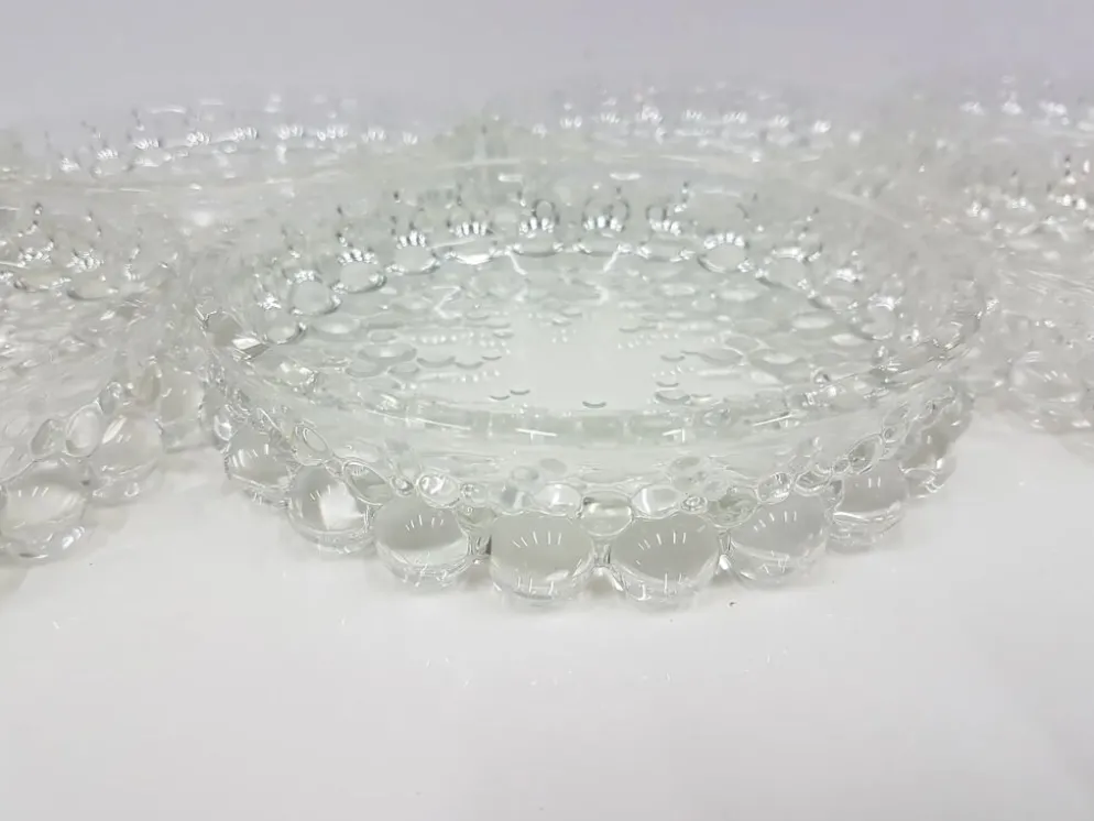 Ensemble Bolero Bubble de 12 pièces, en verre cristal transparent, Walther Glas, Allemagne, 197