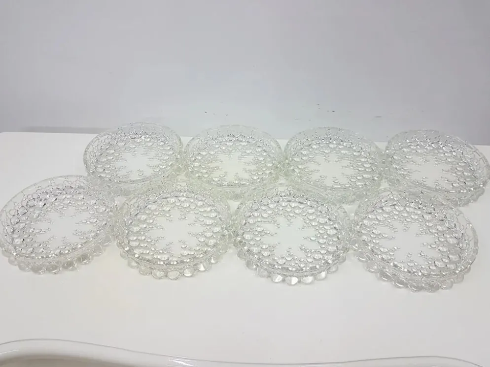 Ensemble Bolero Bubble de 12 pièces, en verre cristal transparent, Walther Glas, Allemagne, 197
