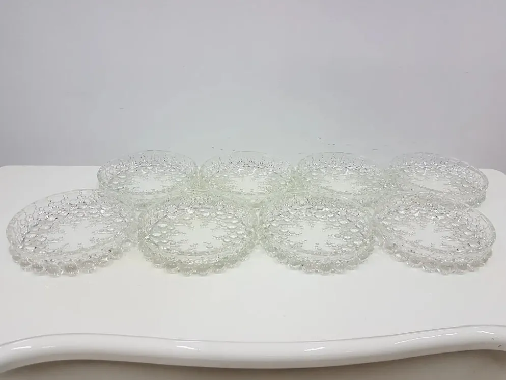 Ensemble Bolero Bubble de 12 pièces, en verre cristal transparent, Walther Glas, Allemagne, 197