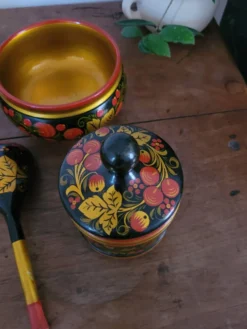 Ensemble bol, pot et cuillère Khokhloma