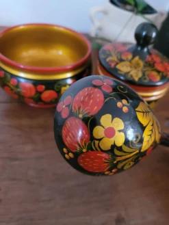 Ensemble bol, pot et cuillère Khokhloma