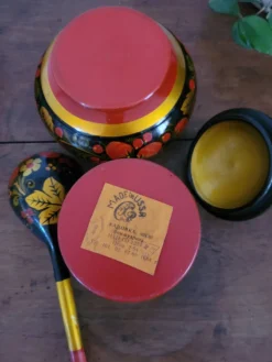 Ensemble bol, pot et cuillère Khokhloma