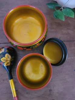 Ensemble bol, pot et cuillère Khokhloma