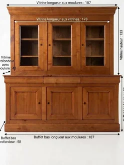 Ensemble buffet-vaisselier en Merisier Massif de style Louis Philippe