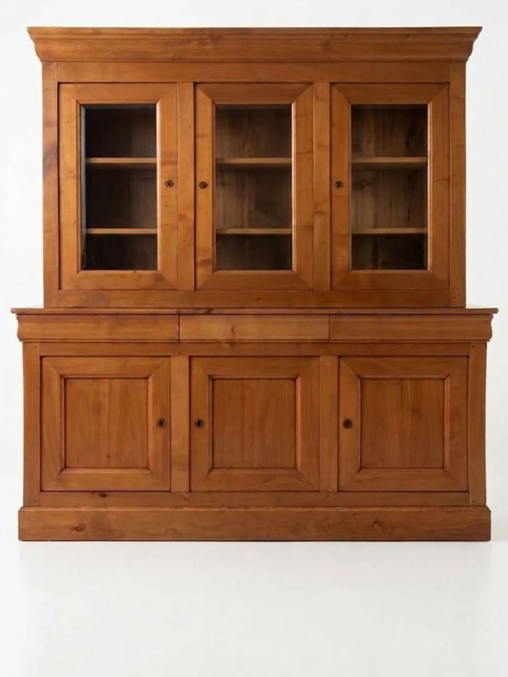 Ensemble buffet-vaisselier en Merisier Massif de style Louis Philippe