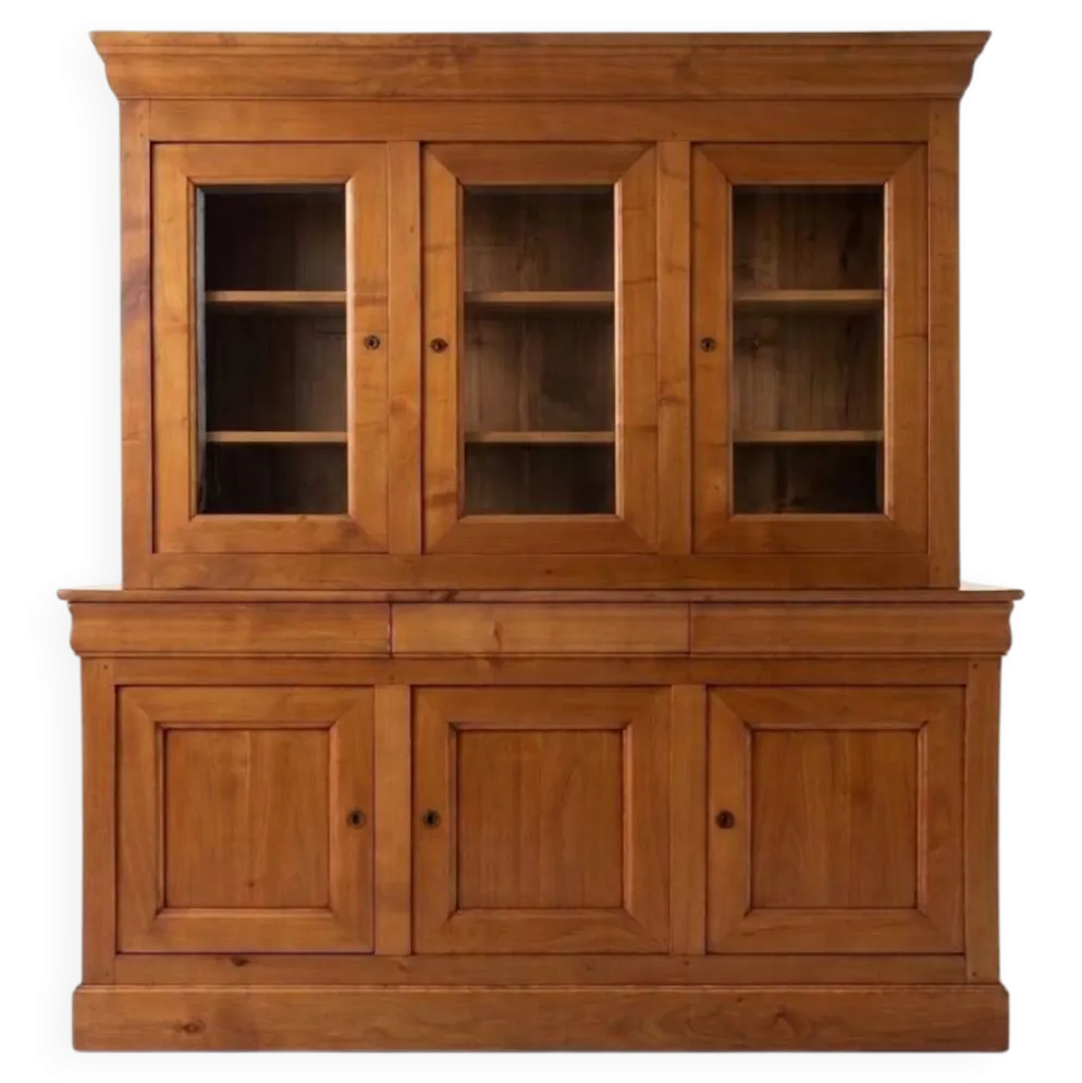 Ensemble buffet-vaisselier en Merisier Massif de style Louis Philippe