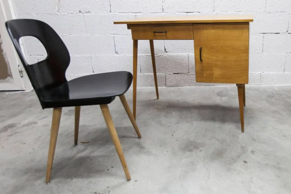Ensemble bureau et chaise "Oeil" Baumann 1960