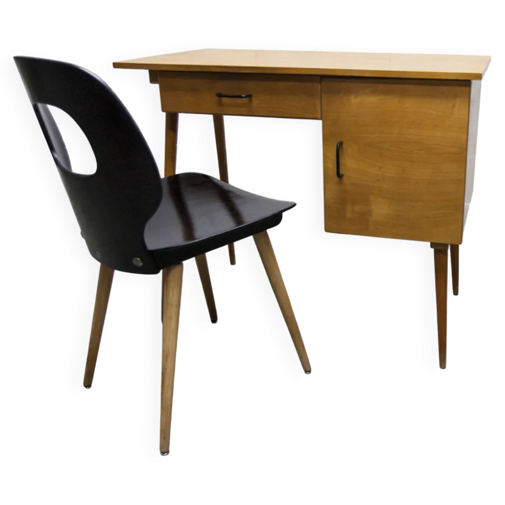Ensemble bureau et chaise "Oeil" Baumann 1960
