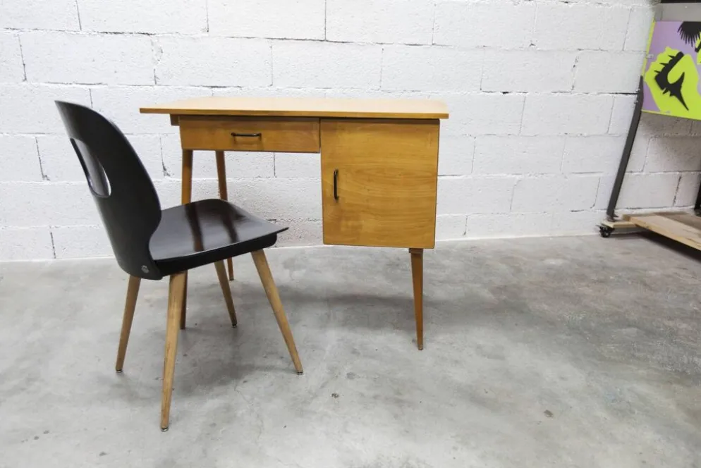 Ensemble bureau et chaise "Oeil" Baumann 1960