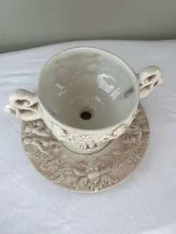 Ensemble Capodimonte – Coupe sur piédouche et plat décoratif