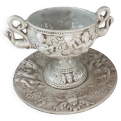 Ensemble Capodimonte – Coupe sur piédouche et plat décoratif