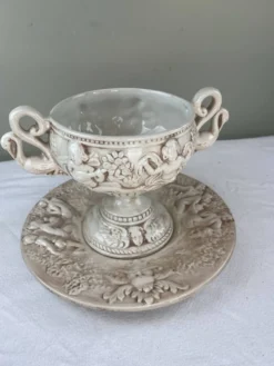 Ensemble Capodimonte – Coupe sur piédouche et plat décoratif