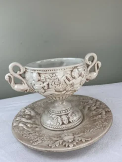 Ensemble Capodimonte – Coupe sur piédouche et plat décoratif