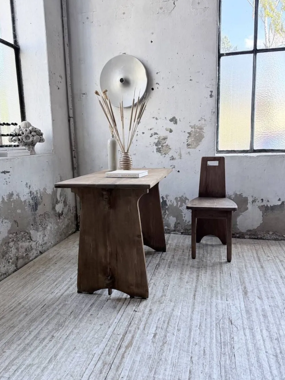 Ensemble chaise bureau brutaliste 1950