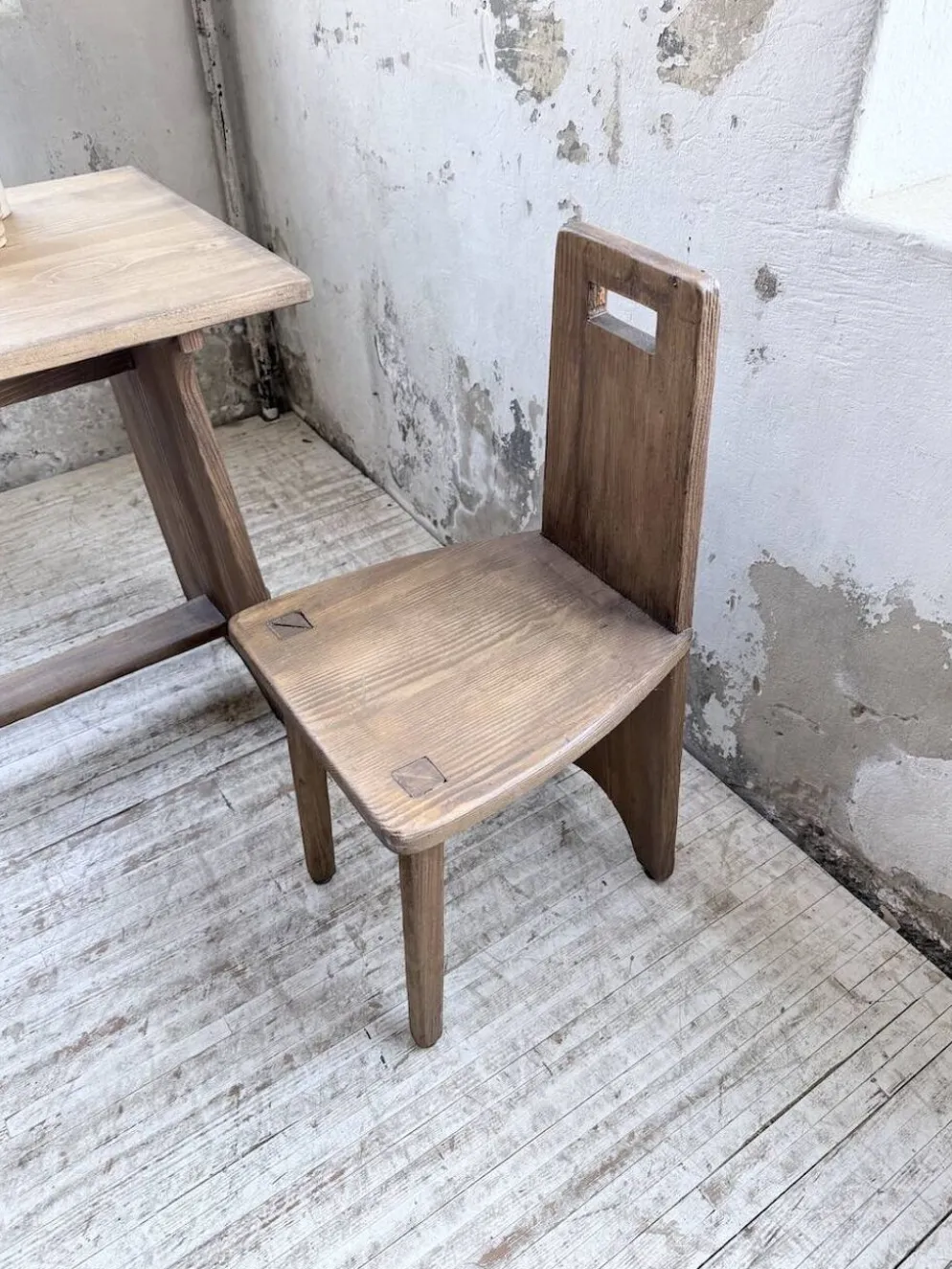 Ensemble chaise bureau brutaliste 1950
