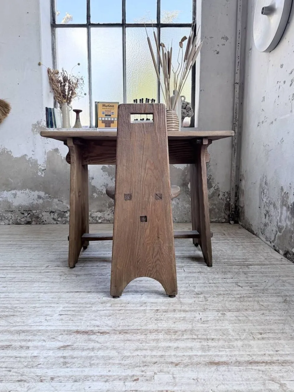 Ensemble chaise bureau brutaliste 1950