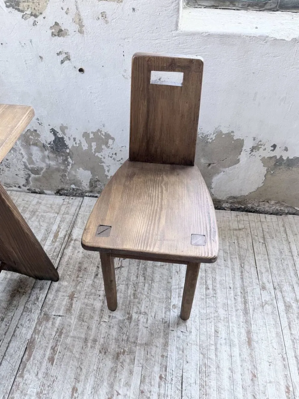 Ensemble chaise bureau brutaliste 1950