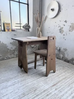 Ensemble chaise bureau brutaliste 1950