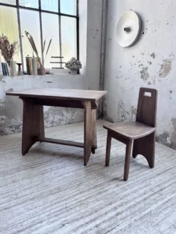 Ensemble chaise bureau brutaliste 1950