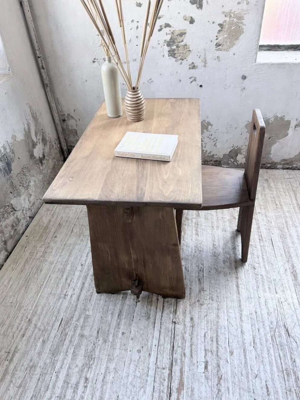 Ensemble chaise bureau brutaliste 1950