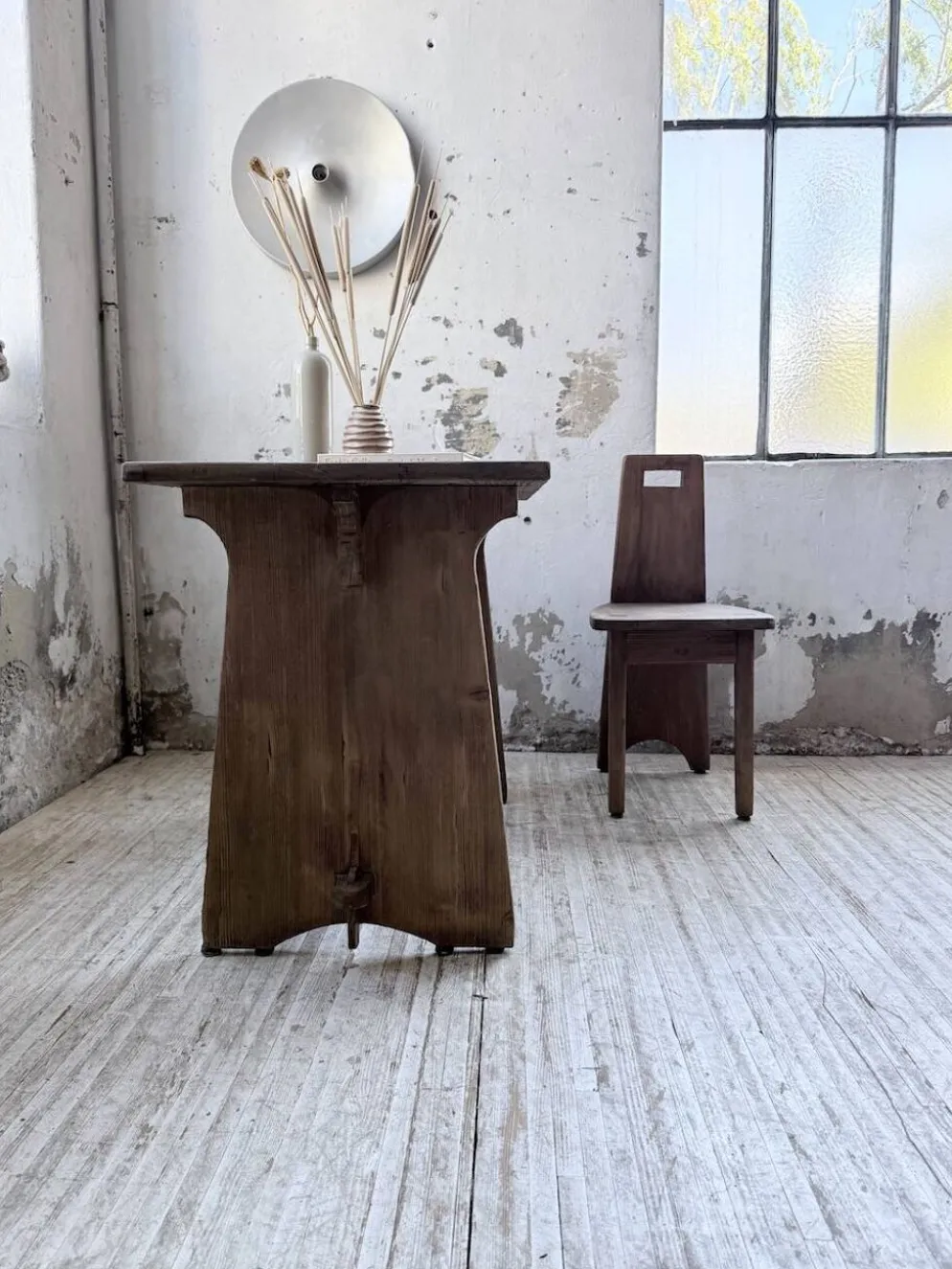 Ensemble chaise bureau brutaliste 1950