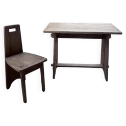 Ensemble chaise bureau brutaliste 1950