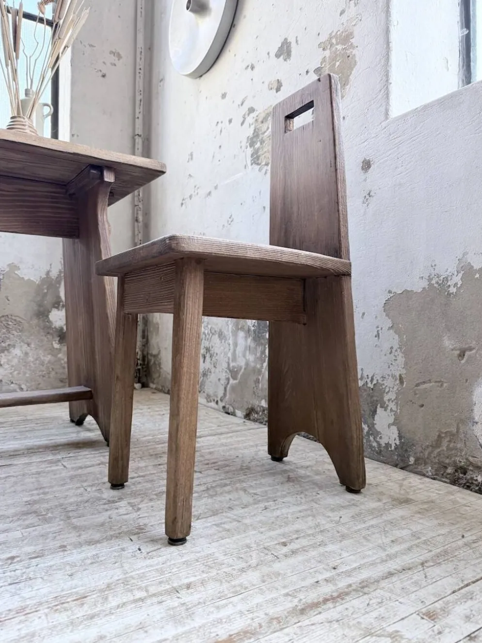 Ensemble chaise bureau brutaliste 1950