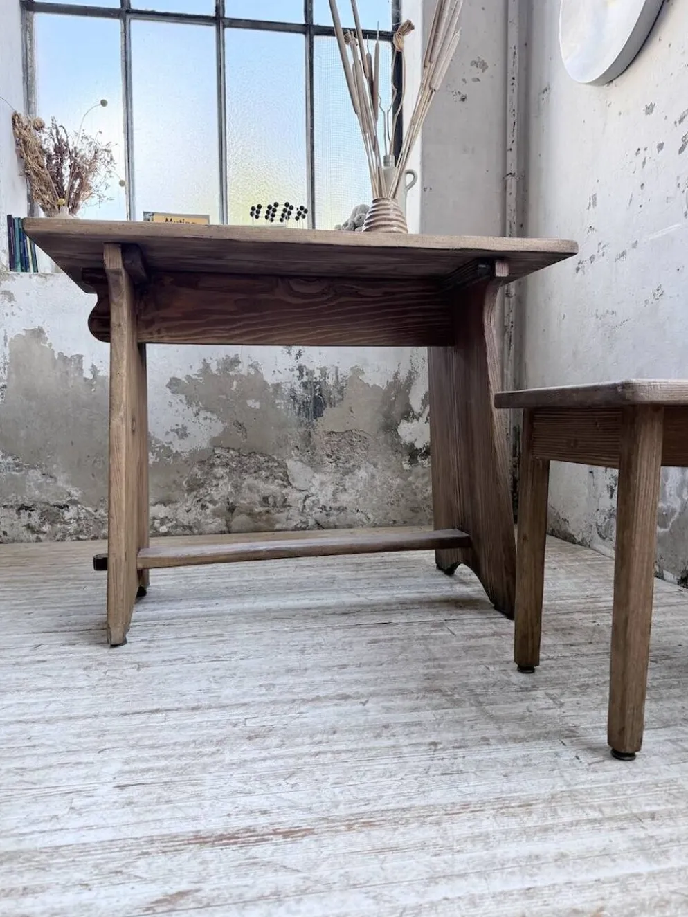 Ensemble chaise bureau brutaliste 1950