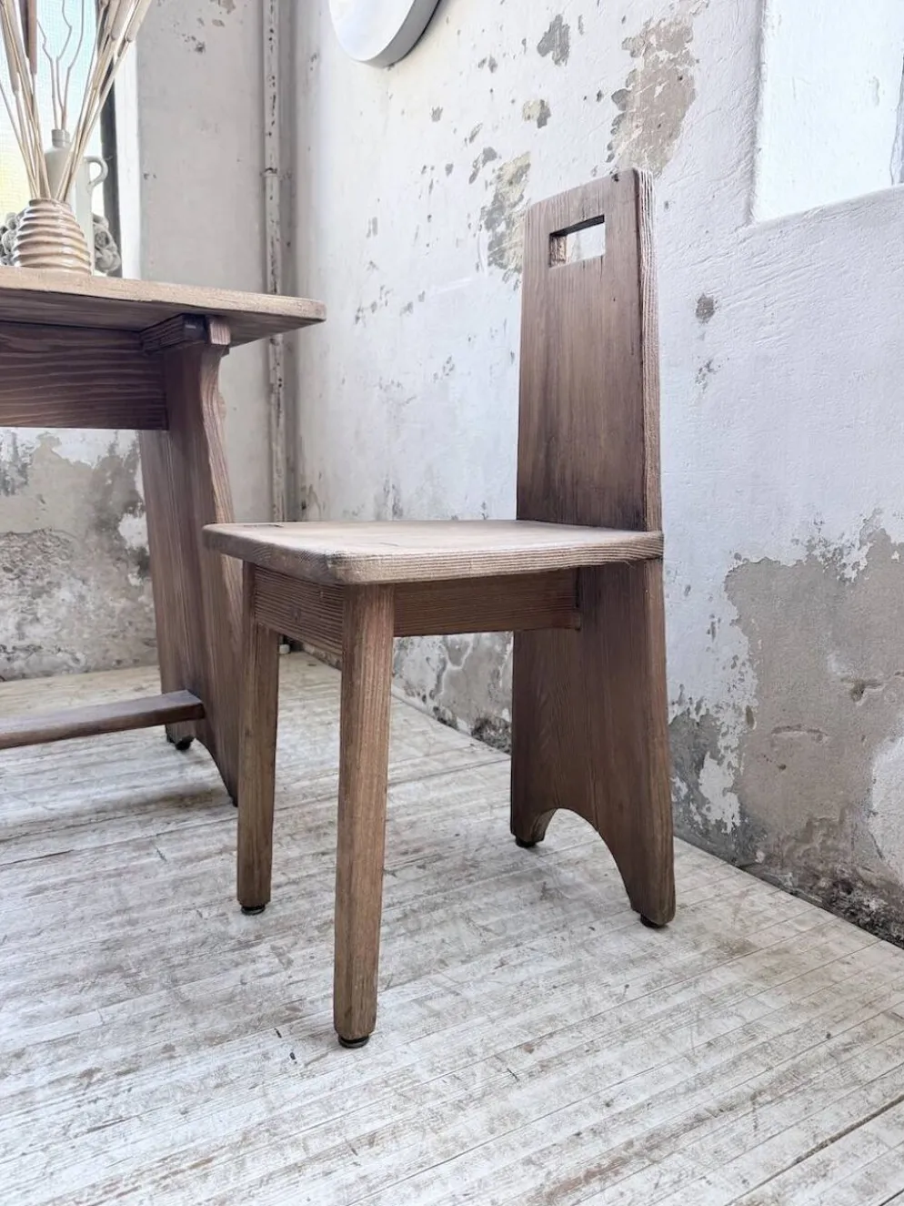 Ensemble chaise bureau brutaliste 1950