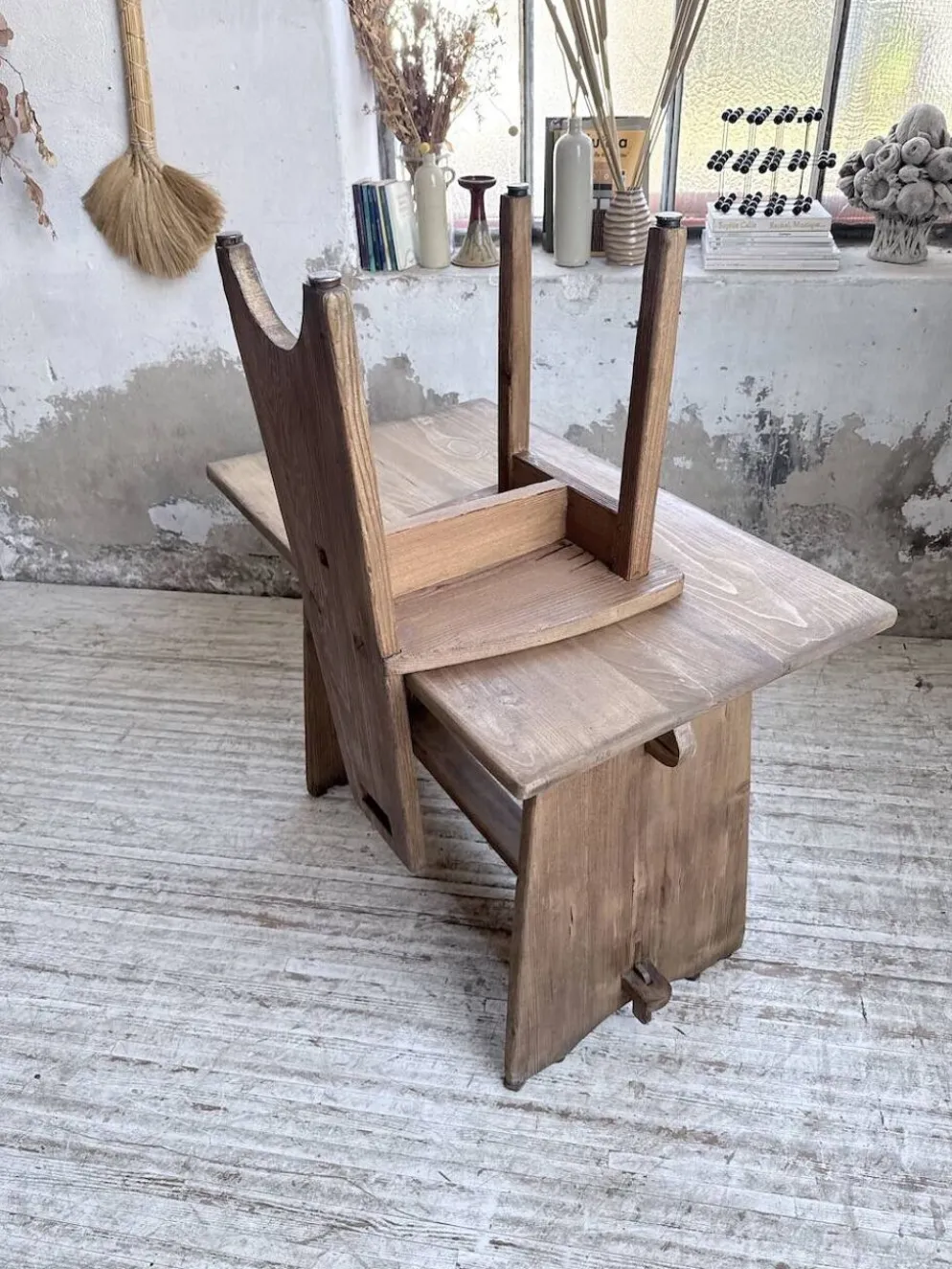 Ensemble chaise bureau brutaliste 1950