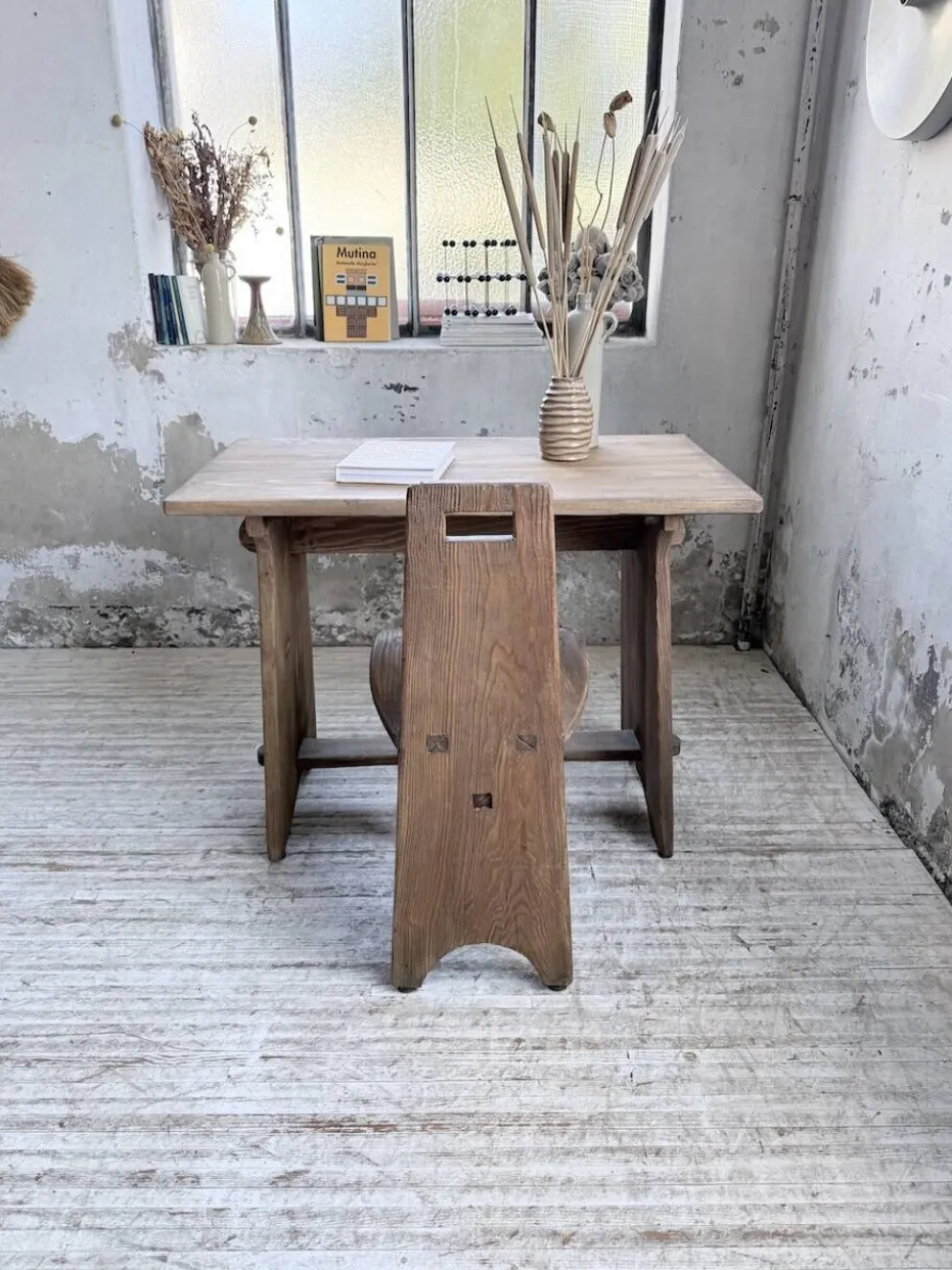 Ensemble chaise bureau brutaliste 1950